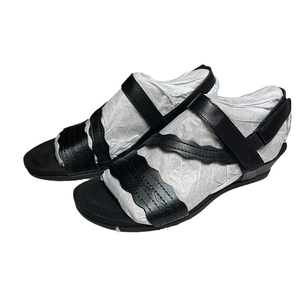 NIB Earth Origins Poppy Noir Multi Black Leather Sandal 6
